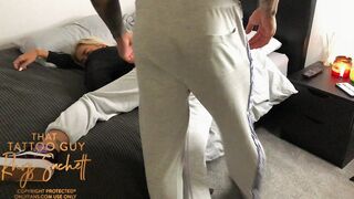 Licking her pussy on the bed (MF, cunnilingus - Rhys Sachett (ThatTattooGuy))