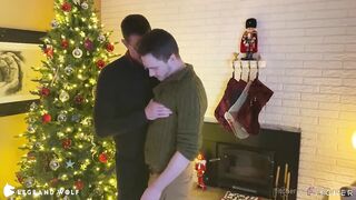 Legrand Wolf fucks Cole Blue by the Christmas Tree - Gay Porn