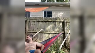 Rex Mathews Risky Public Outdoors Strip and Jerk in Hammock outside Neighbors Windows on Busy Street _2