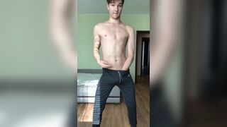 Russian Teen in Sports Wear Jerk off and Cum after Training