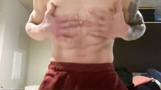 Cum Ice Cubes Cold Play Masturbation Sexy Big Dick Muscle Hunk Melts Cum Ice on Body & Sucks on it 