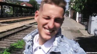 Czech Hunter - 453 - Amateur Twink Sucks Stranger Dick POV 