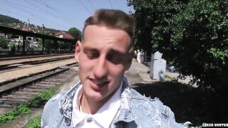 Czech Hunter - 453 - Amateur Twink Sucks Stranger Dick POV 