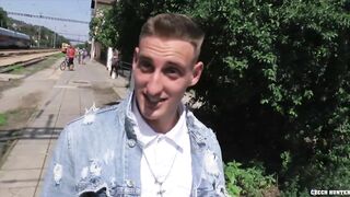 Czech Hunter - 453 - Amateur Twink Sucks Stranger Dick POV 