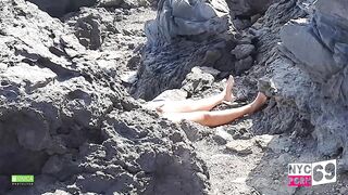 Jerking off on a Nudist Beach 