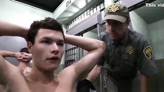 Prison guard tortures and dominates the new guy 