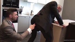 Two hung office colleagues fuck in the staff kitchen 