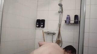 Horny Chubby Gay Teen Takes a Shower, Shaves Stubbles, and Plays with his Ass