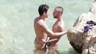 Two guys fuck near the beach 