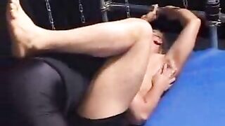 Caged Asian twink licked and fucked by masked man 